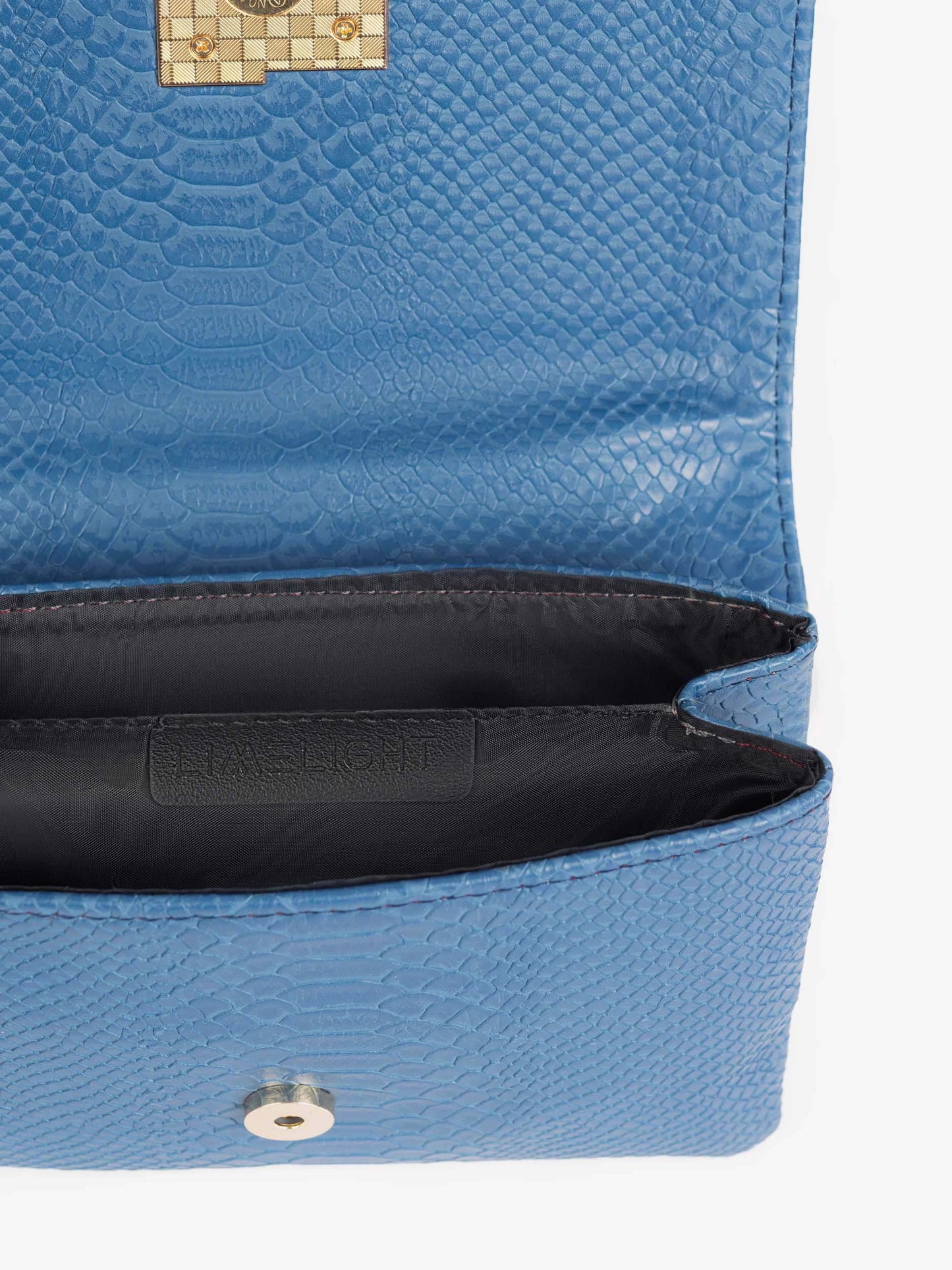 Navy Blue Golden Magnetic Lock Clutch