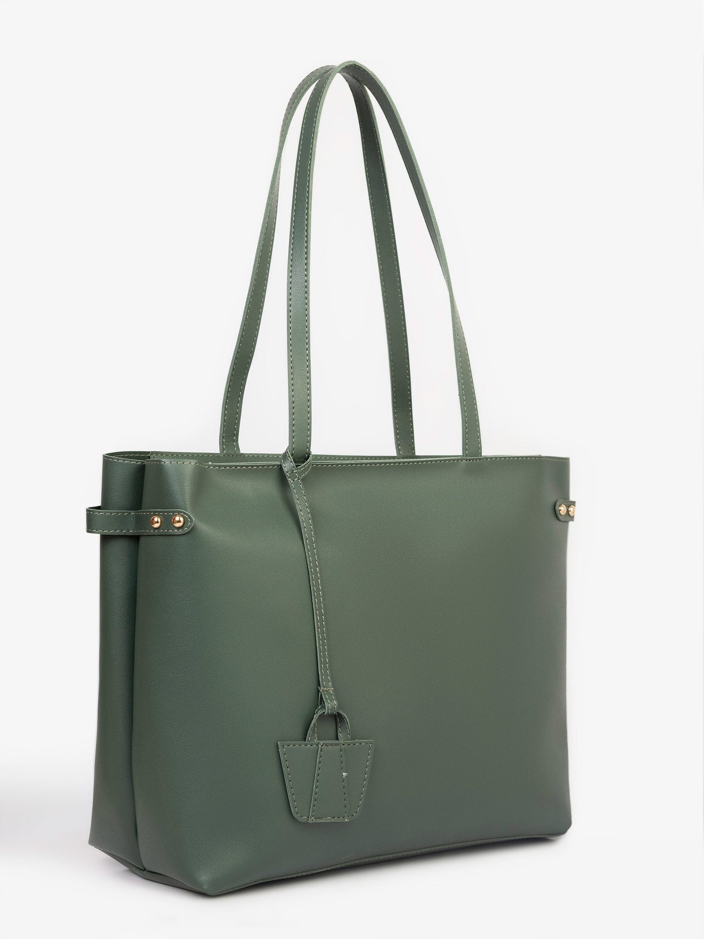 Forest Green Faux Leather Tote