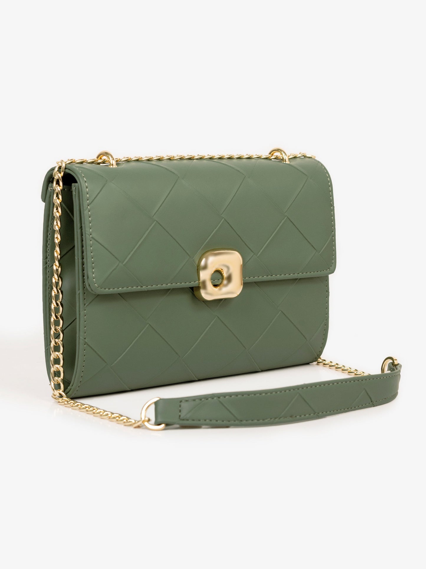 Sage Green Quilted Textured Clutch