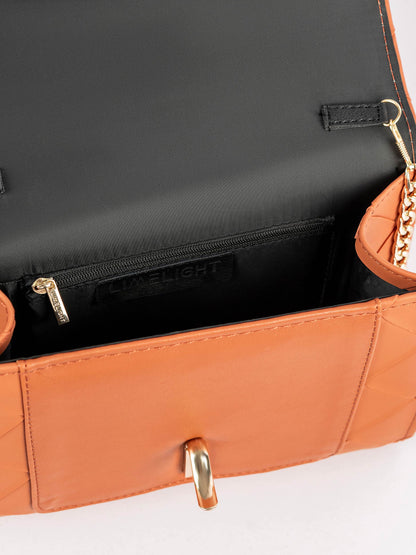 Terracotta Quilted Turn-Lock Clutch