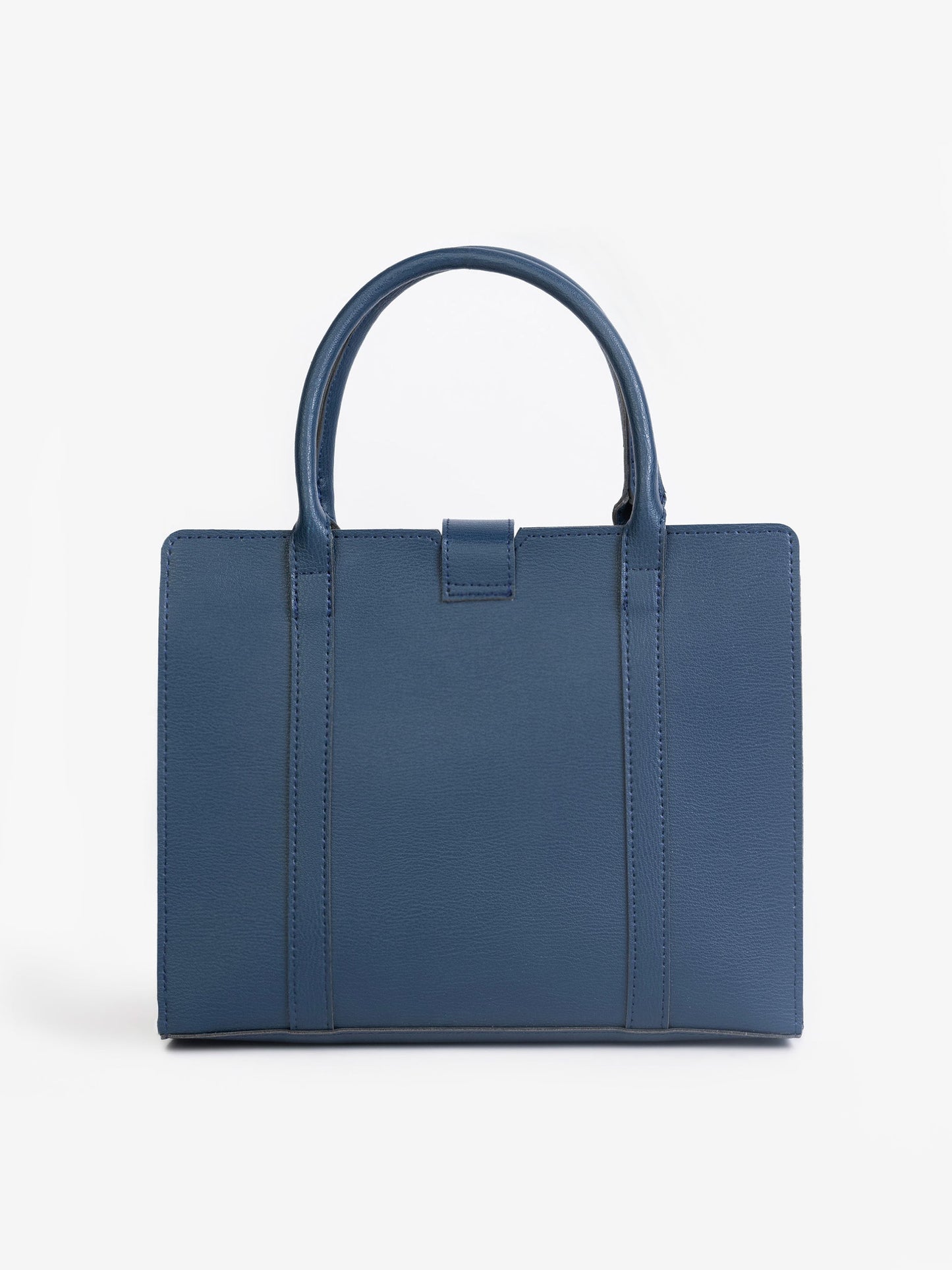 Navy Blue Plain  Mini Structure Handbag