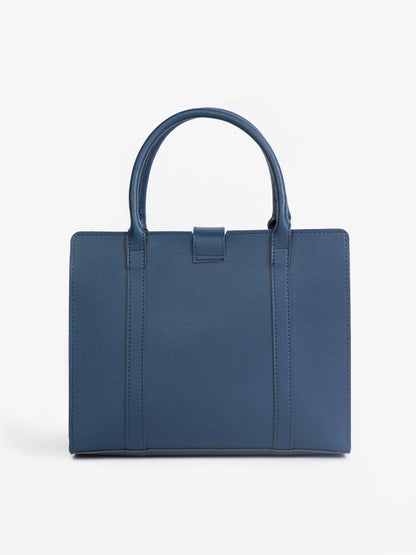Navy Blue Plain  Mini Structure Handbag