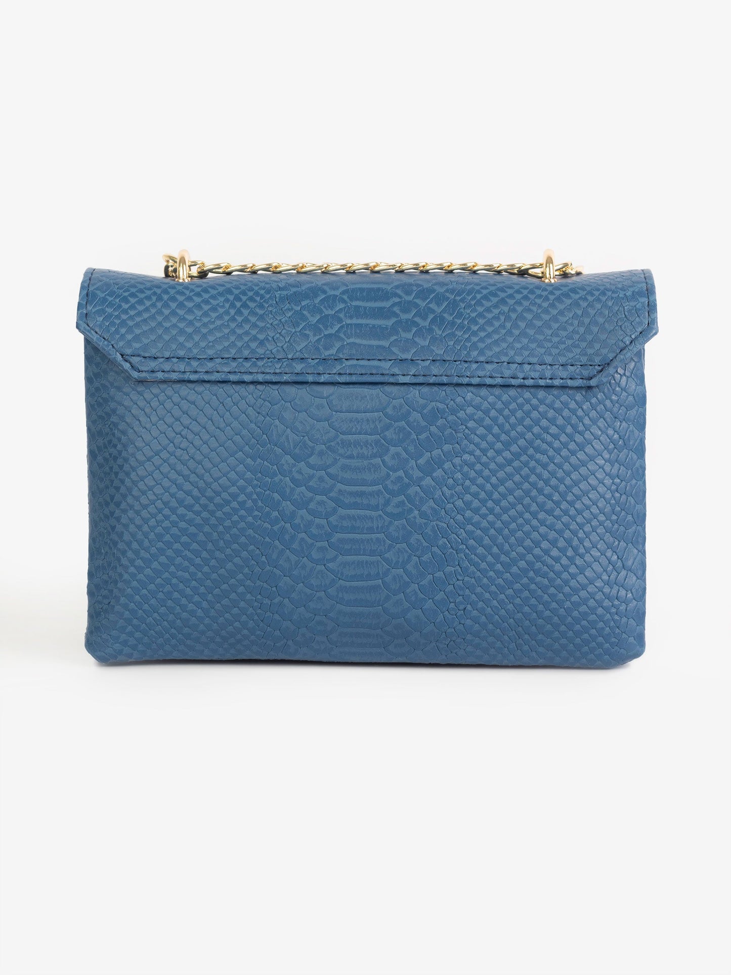 Navy Blue Golden Magnetic Lock Clutch