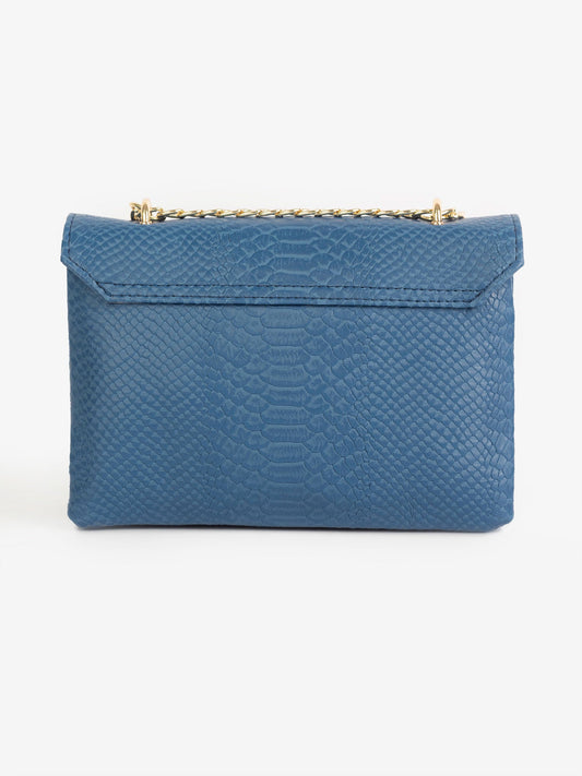 Navy Blue Golden Magnetic Lock Clutch