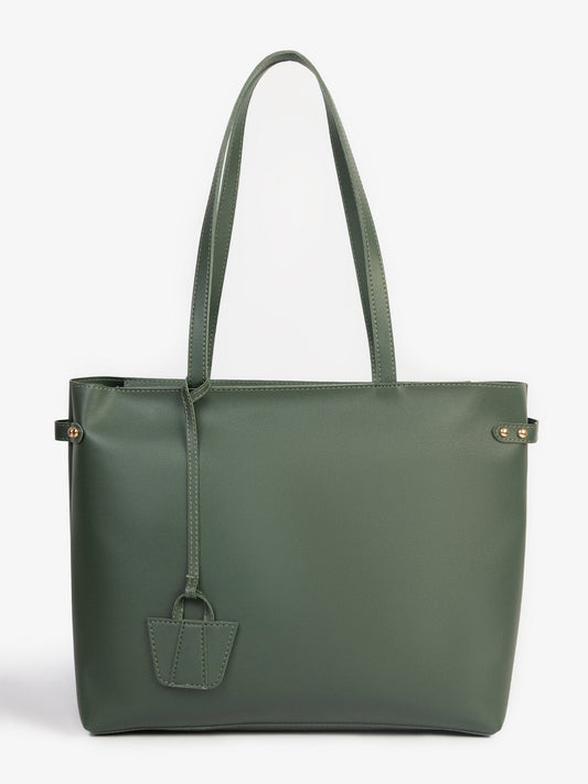 Forest Green Faux Leather Tote