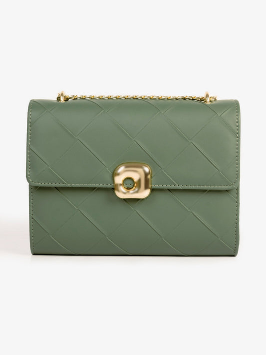 Sage Green Quilted Textured Clutch